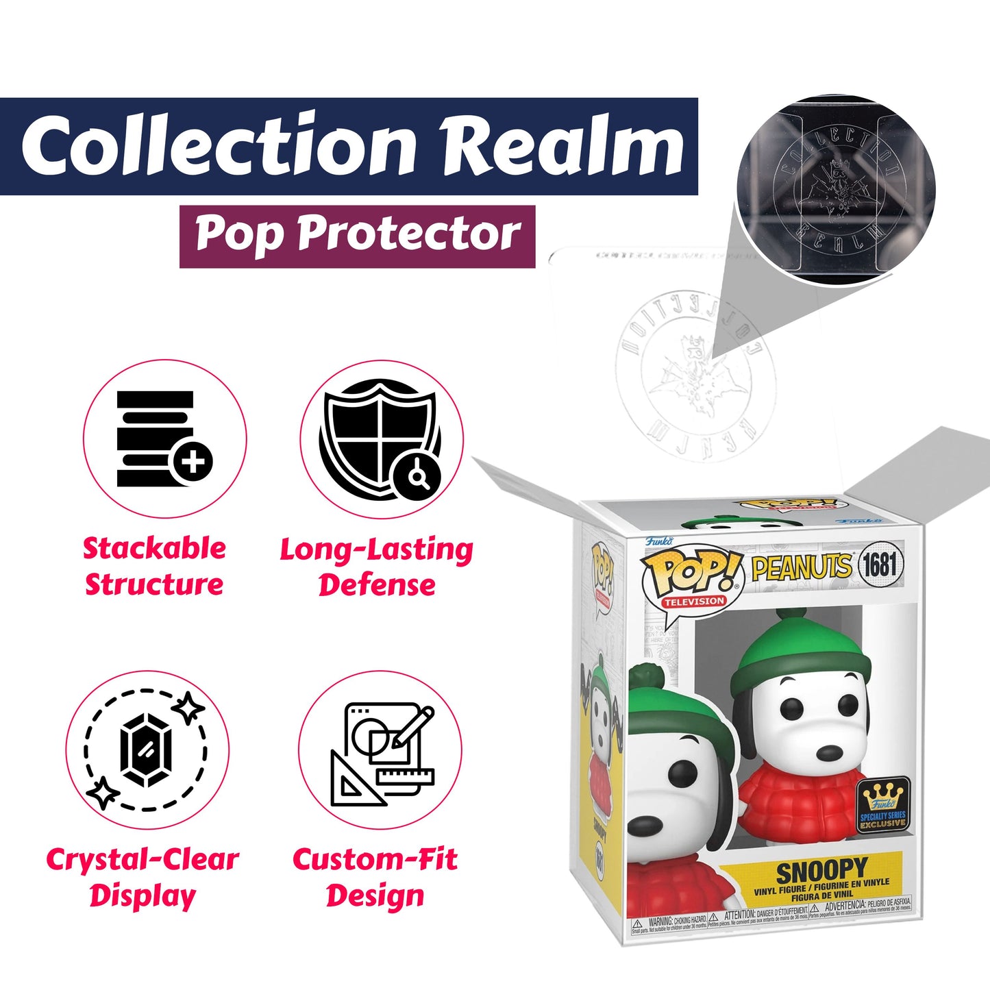 Snoopy in Red Puffer Coat Funko Pop! Television Peanuts - Approx. 3 3/4" Specialty Series Exclusive Collectible Vinyl Figure #1681 with Display Box Protector Case