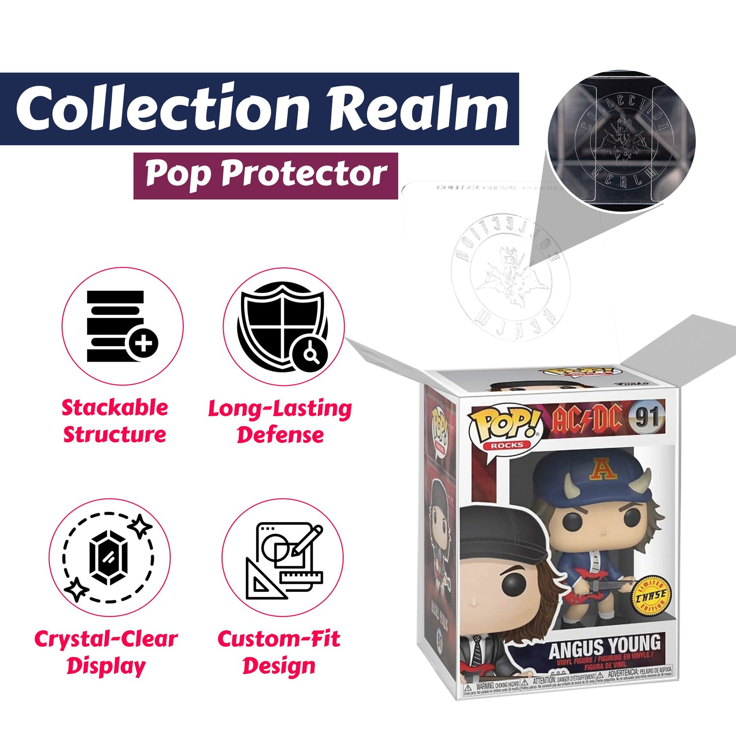 Angus Young Funko Pop! Rocks AC/ DC - Approx. 3 3/4" Chase Limited Edition Collectible Vinyl Figure #91 Bundled with Display Box Protector Case