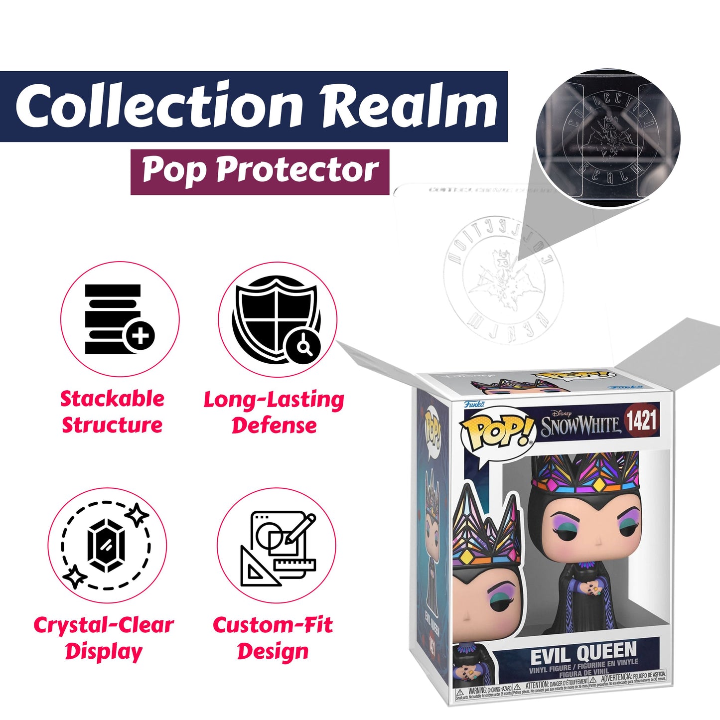 Evil Queen Hands Crossed Funko Pop! Disney Snow White Live Action - Approx. 5" Collectible Vinyl Figure #1421 Bundled with Display Box Protector Case