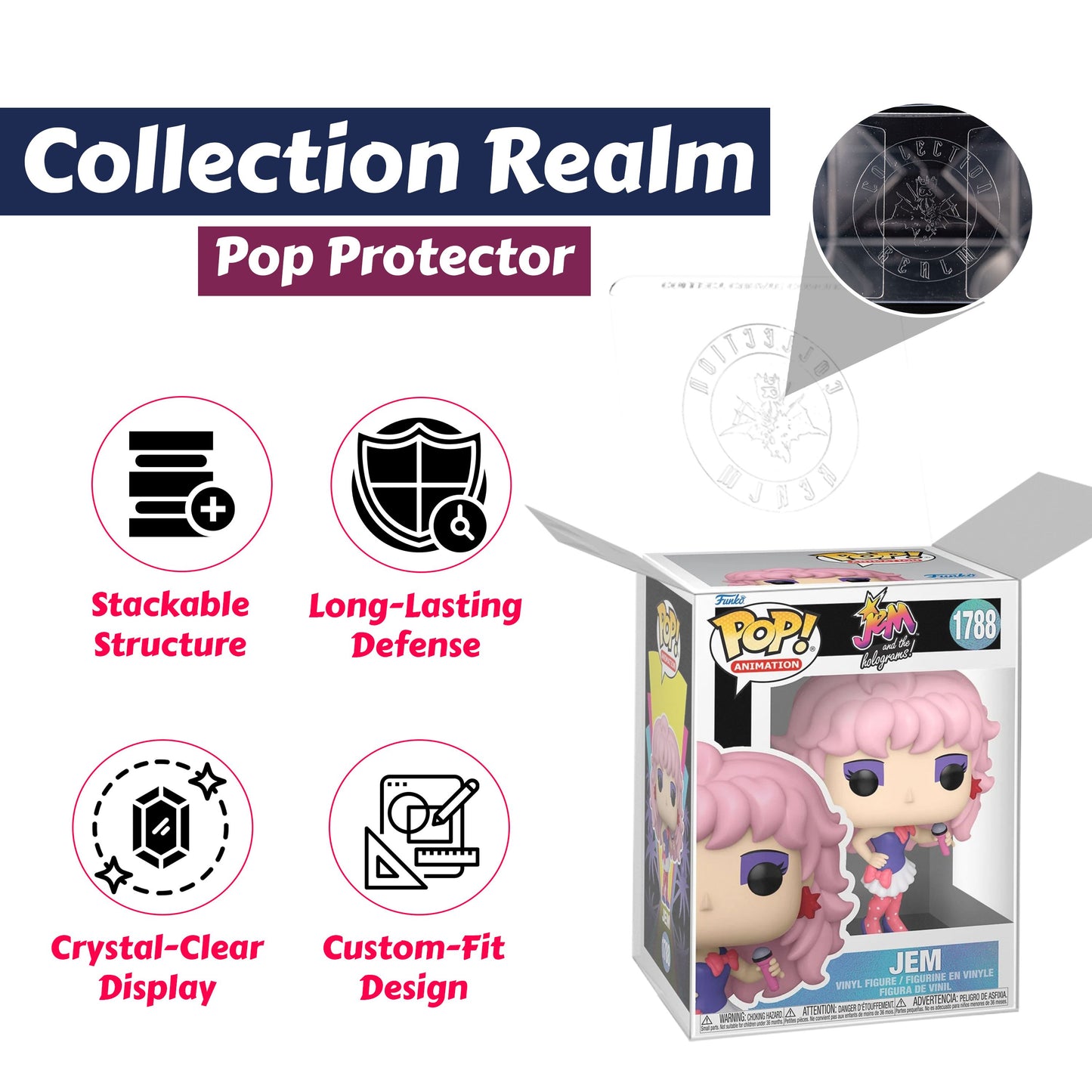 Jem Funko Pop! Animation Jem and the Holograms - Approx. 3 3/4" Collectible Vinyl Figure #1788 with Display Box Protector Case