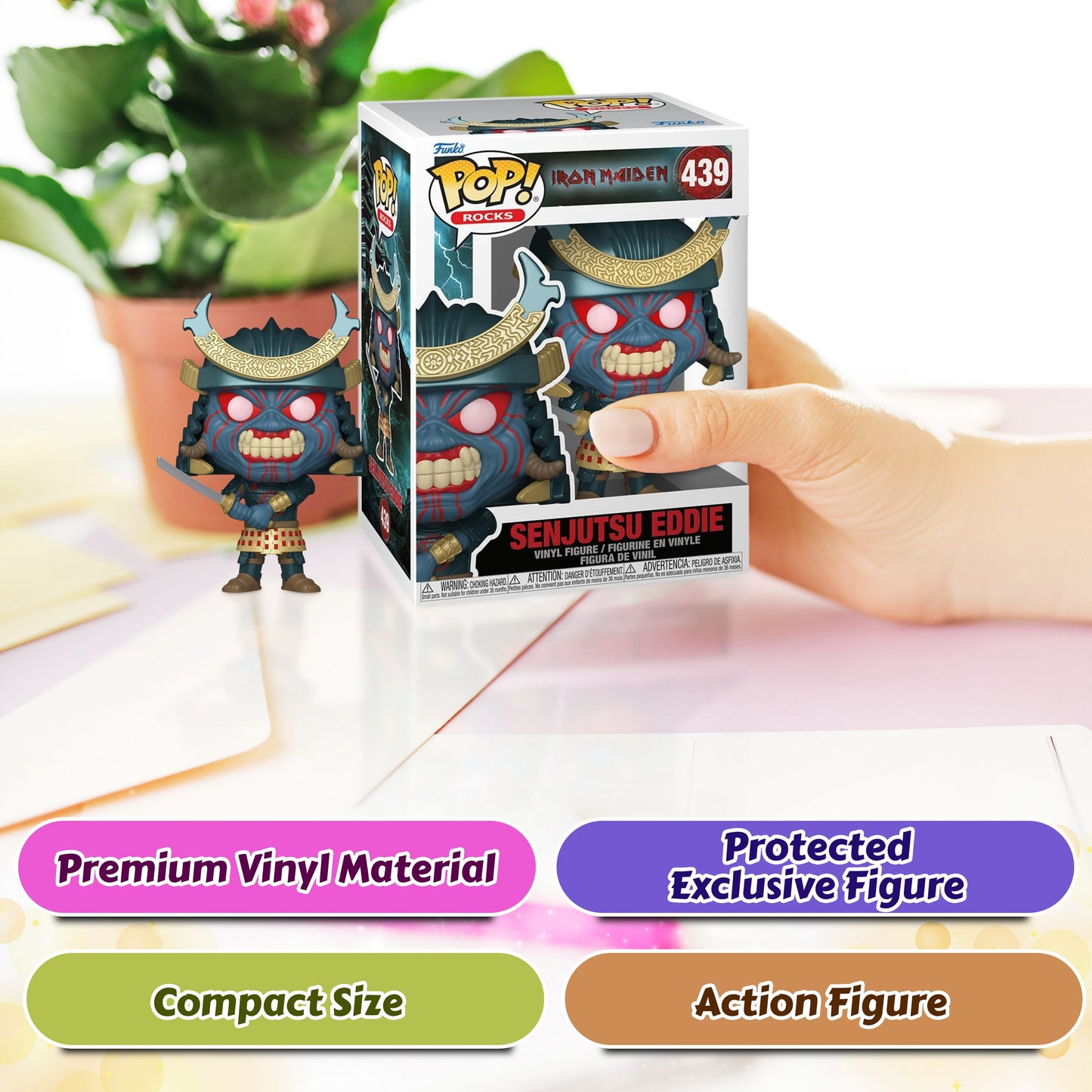 Senjutsu Eddie Funko Pop! Rocks Iron Maiden - Approx. 4 3/4" Collectible Vinyl Figure #439 with Display Box Protector Case