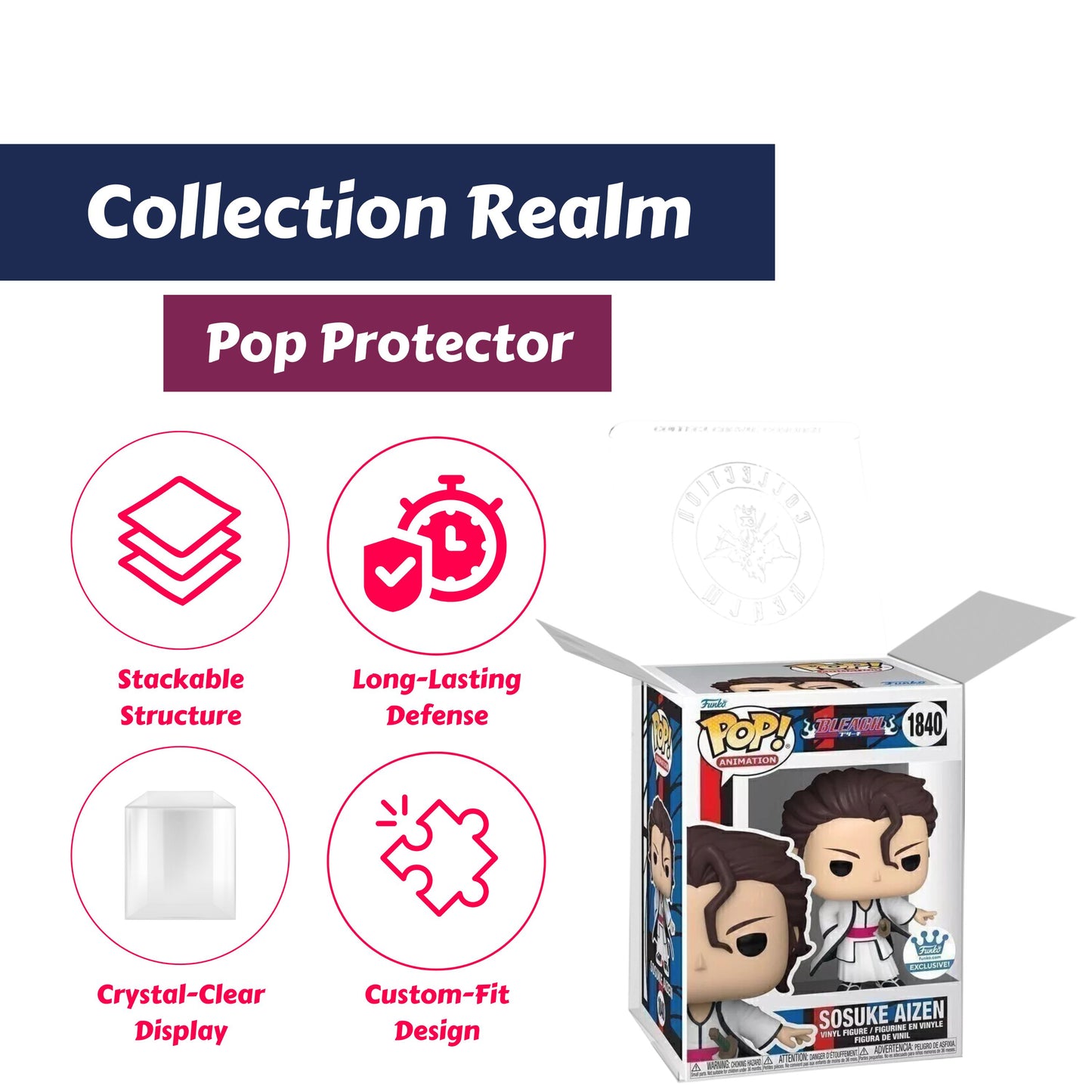 Sosuke Aizen Funko Pop! Animation Bleach - Approx. 4.2" Exclusive Collectible Vinyl Figure #1840 with Display Box Protector Case