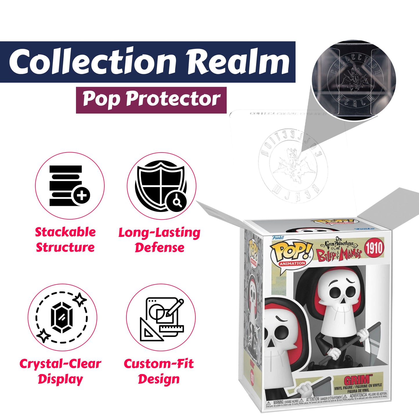 Grim Funko Pop! Animations The Grim Adventures of Billy and Mandy - Approx. 3 3/4" Collectible Vinyl Figure #1910 Bundled with Display Box Protector Case