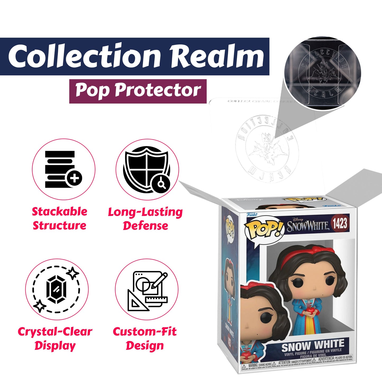 Snow White with Apple Funko Pop! Disney Snow White Live Action - Approx. 4" Collectible Vinyl Figure #1423 Bundled with Display Box Protector Case