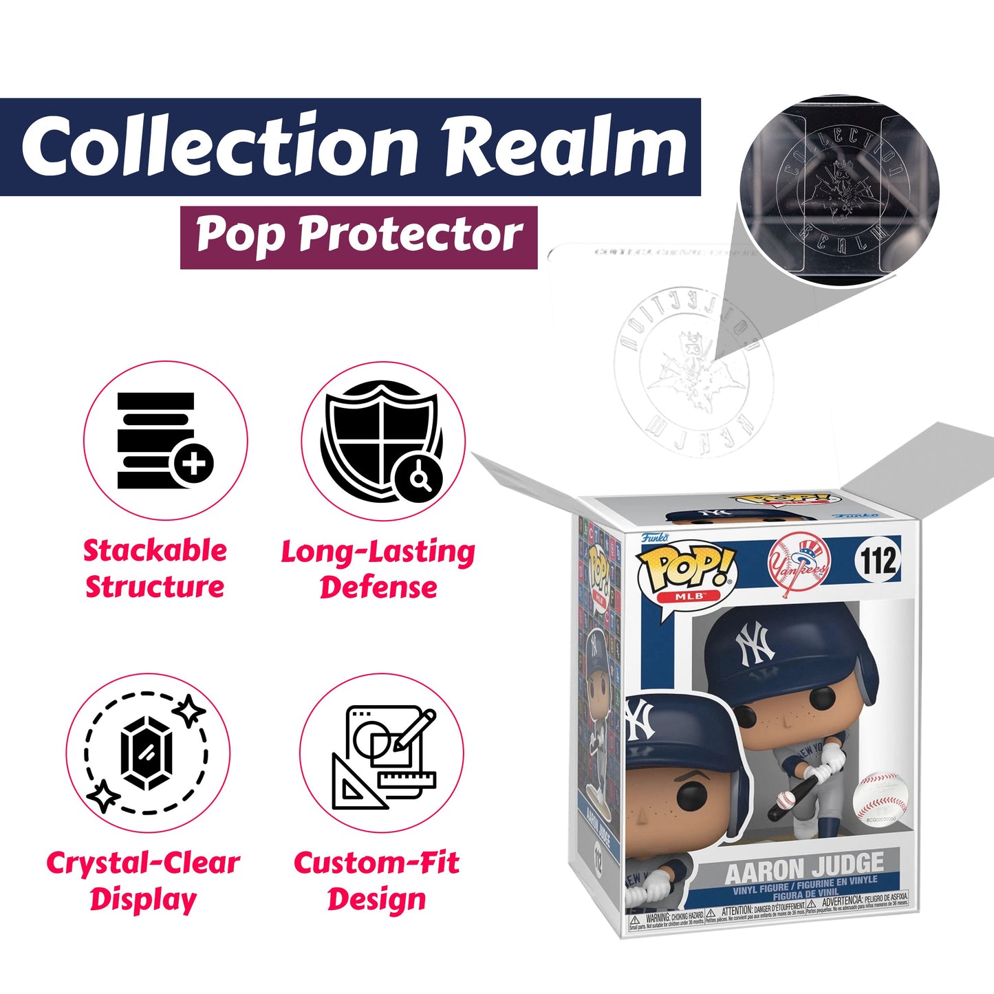 Aaron Judge Funko Pop! Baseball MLB Yankees - Approx. 4" Collectible Vinyl Figure #112 Bundled with Display Box Protector Case