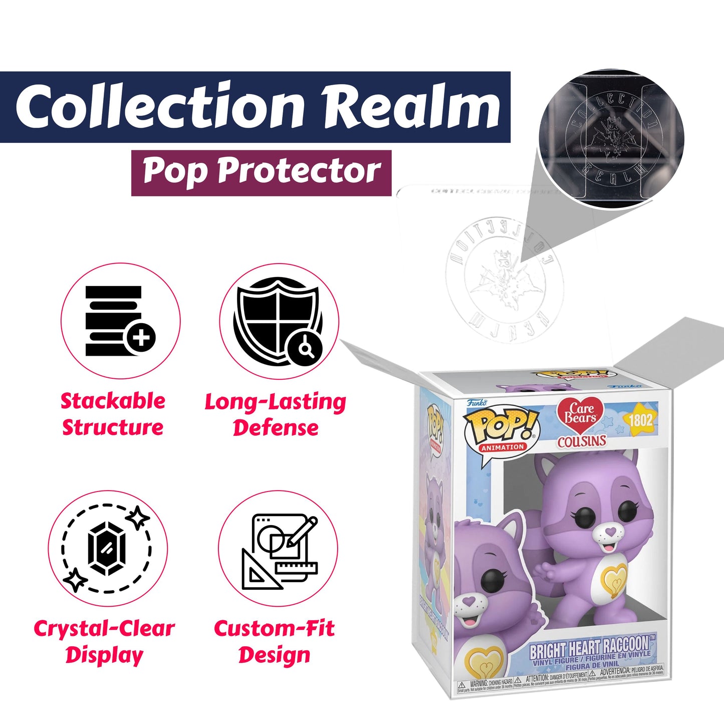 Bright Heart Raccoon Funko Pop! Animation Care Bear Cousins - Approx. 3 3/4" Collectible Vinyl Figure #1802 Bundled with Display Box Protector Case