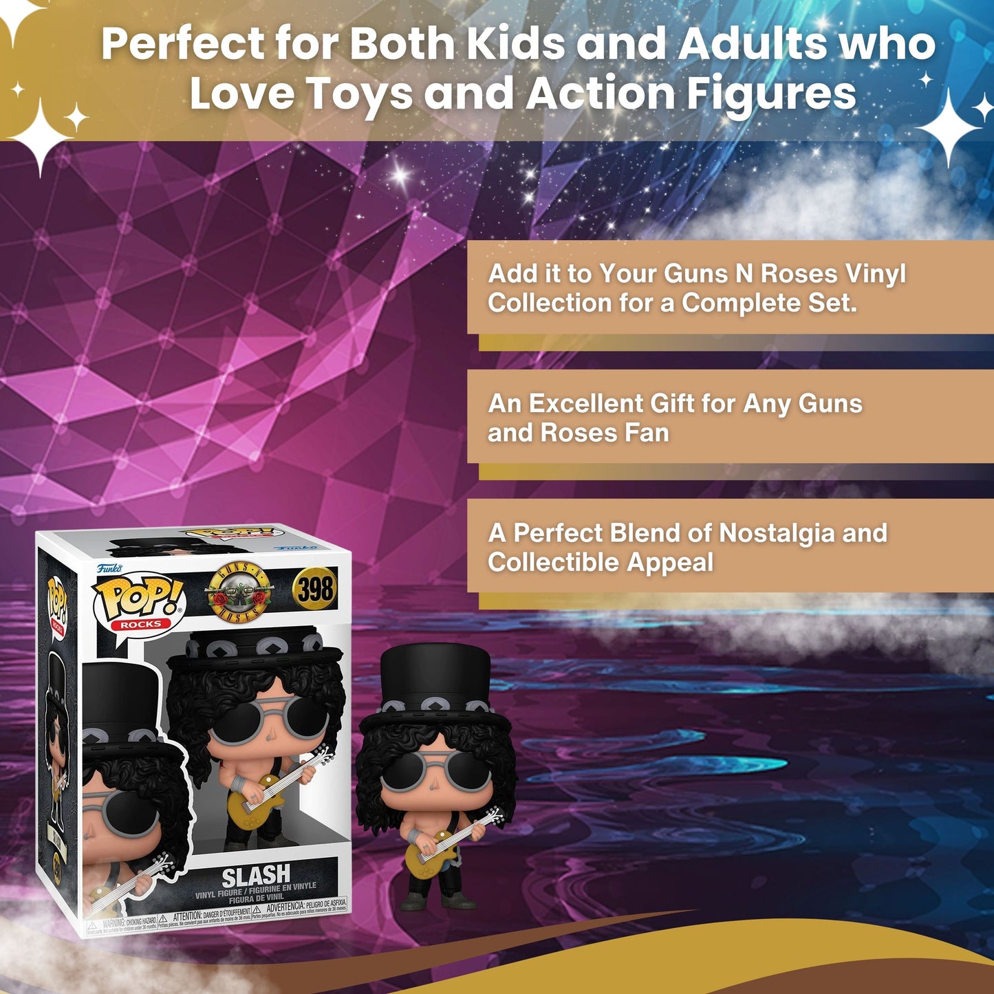 Slash Funko Pop! Rocks Guns N Roses – Iconic Rock Guitarist - Collectible Vinyl Figure #398 with Display Box Protector Case