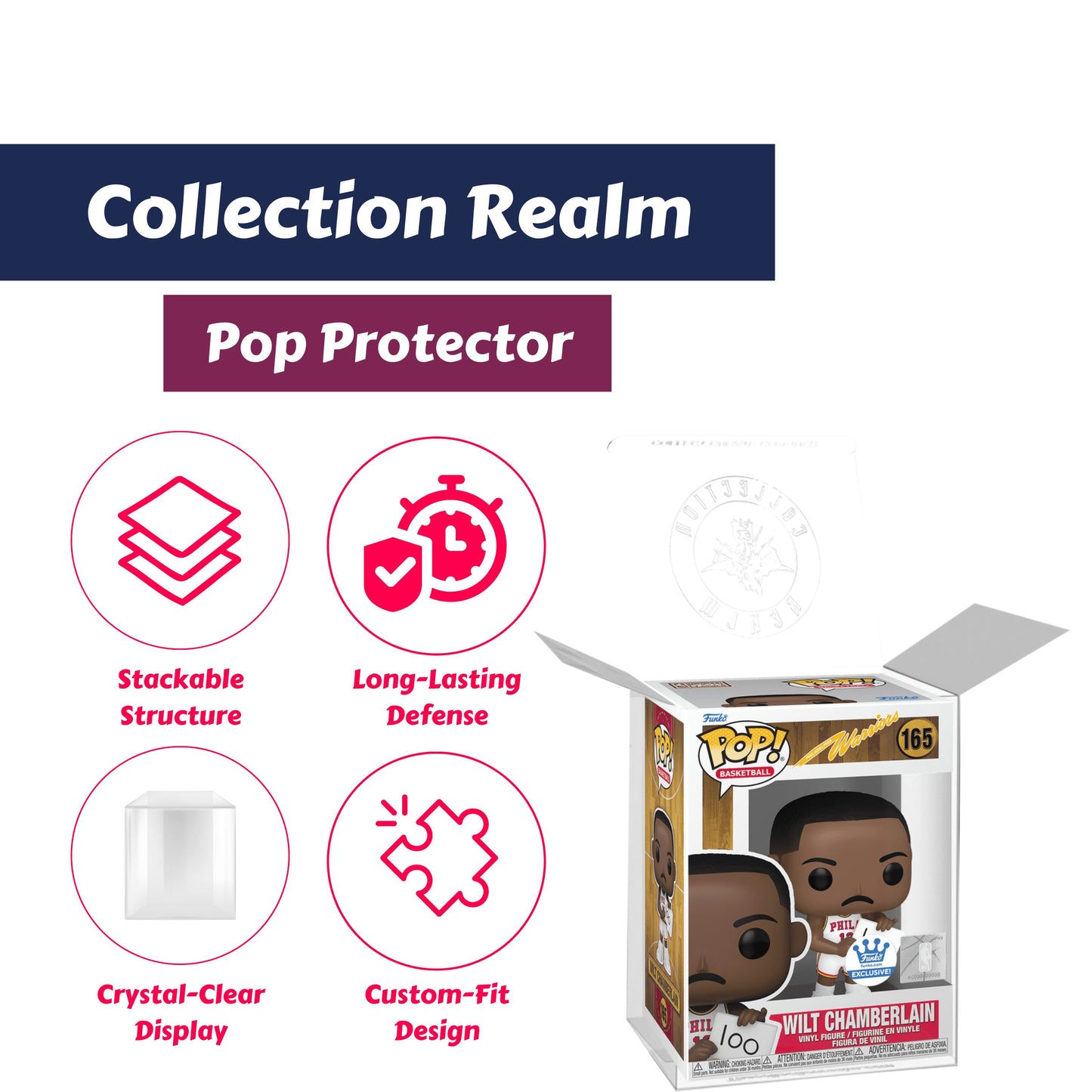 Wilt Chamberlain (1962 Warriors) Funko Pop! Basketball Philadelphia Warriors - Approx. 3.85" Collectible Exclusive Vinyl Figure #165 Bundled with Display Box Protector Case