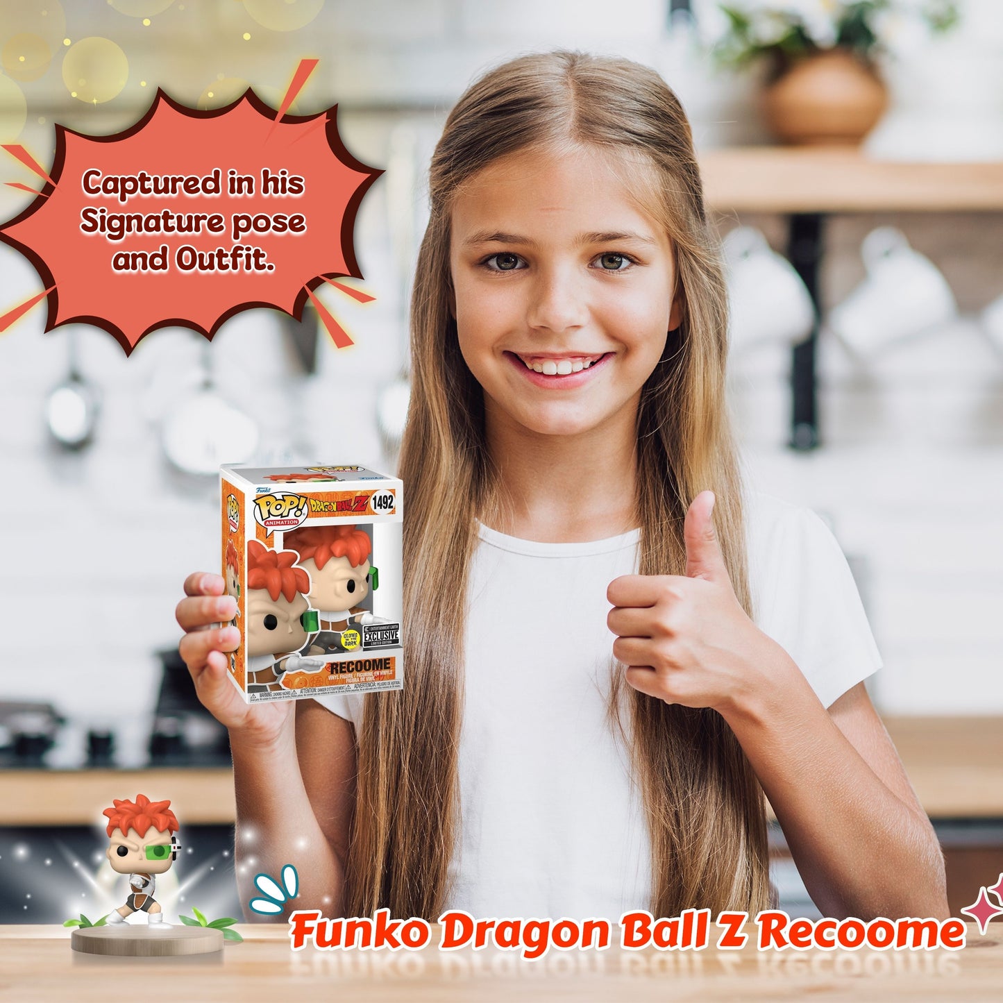 Recoome Funko Pop! Animation Dragon Ball Z - Approx. 4 3/4" Collectible Glows In The Dark Entertainment Earth Exclusive Limited Edition Vinyl Figure #1492 with Display Box Protector Case