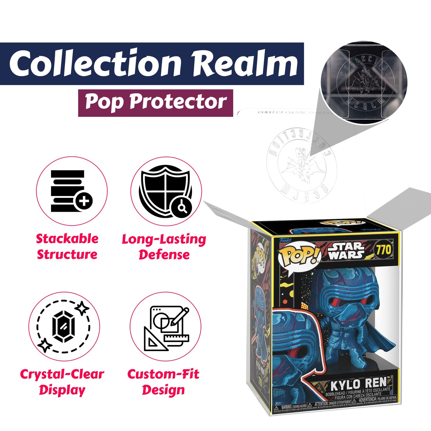 Kylo Ren (Retro) Funko Pop! Star Wars: Episode 7 - Approx. 4 1/4" Collectible Vinyl Figure #770 with Display Box Protector Case