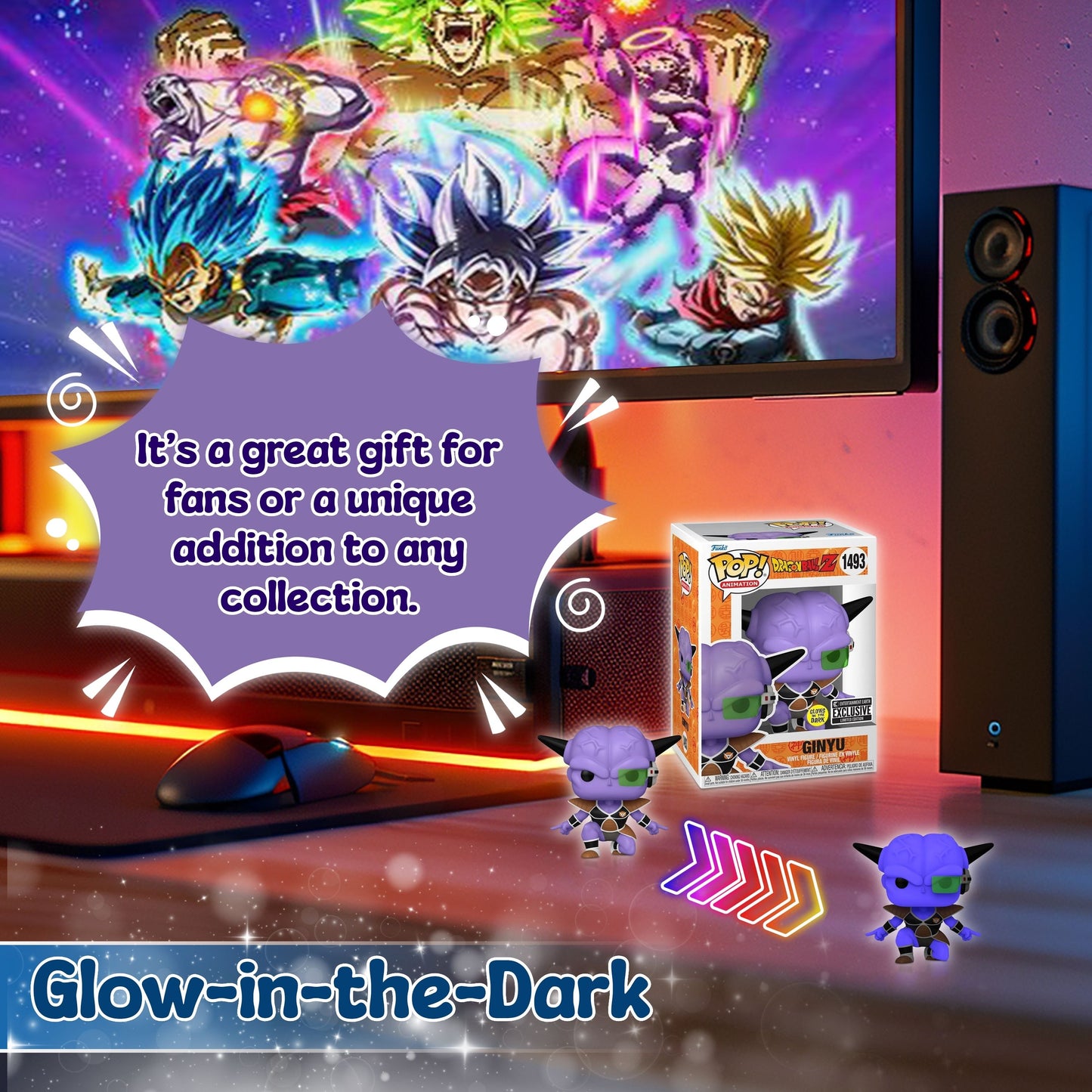Ginyu Funko Pop! Animation Dragon Ball Z - Approx. 4" Collectible Glows In The Dark Entertainment Earth Exclusive Limited Edition Vinyl Figure #1493 with Display Box Protector Case
