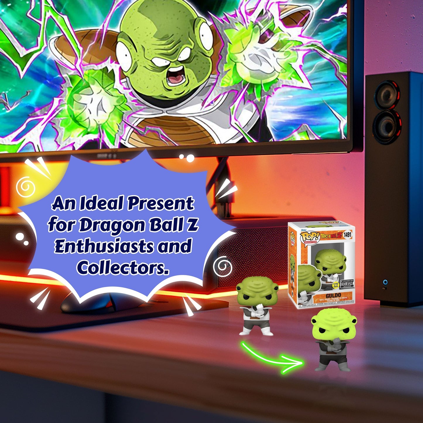 Guldo Funko Pop! Animation Dragon Ball Z - Approx. 3 1/2" Collectible Glows In The Dark Entertainment Earth Exclusive Limited Edition Vinyl Figure #1491 with Display Box Protector Case