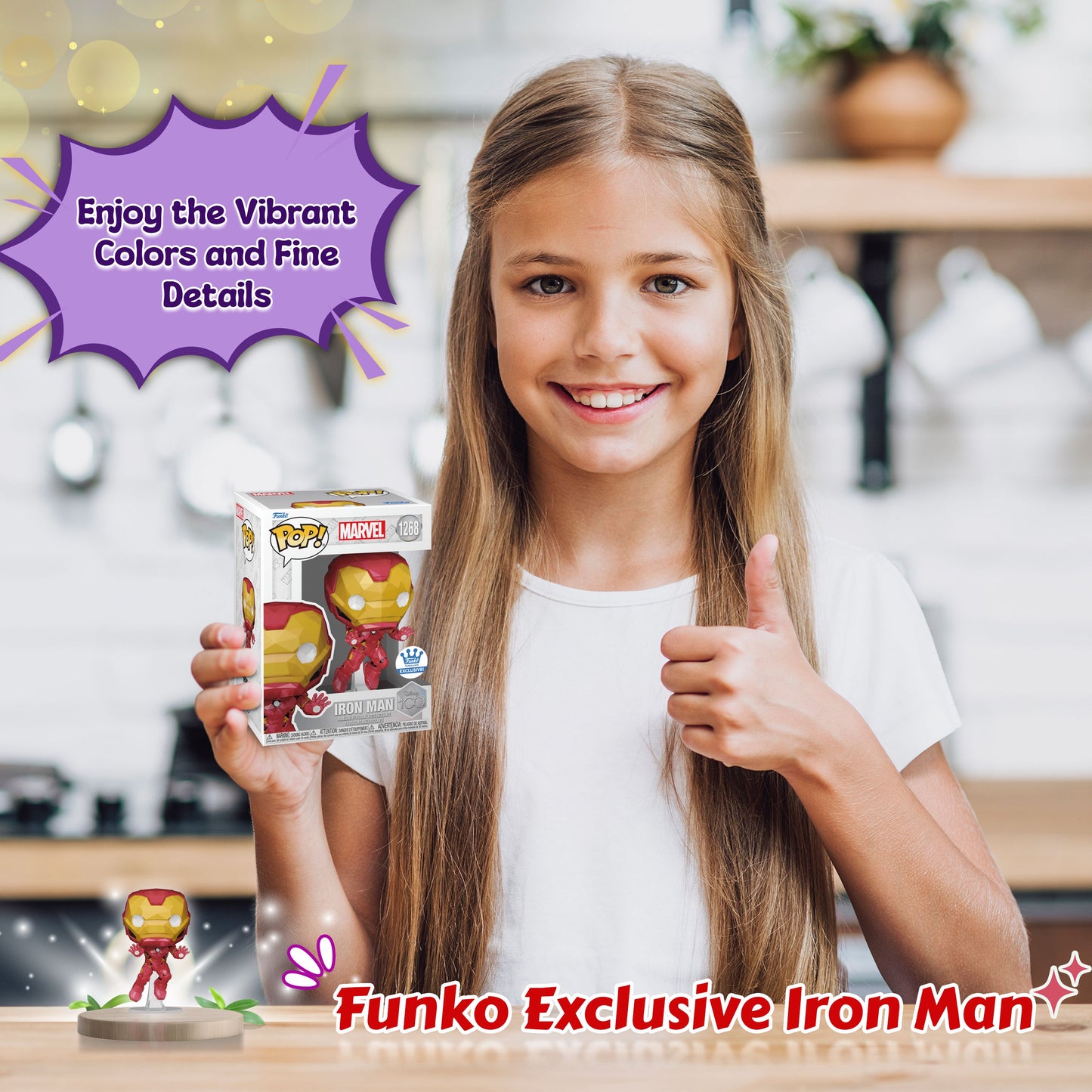 Iron Man (Facet) Funko Pop! Disney 100: Marvel - Approx. 4.3" Collectible Exclusive Bobblehead Figure #1268 with Display Box Protector Case