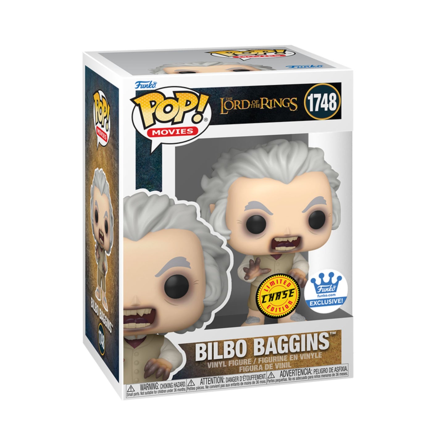 Bilbo Baggins Funko Pop! Movies: The Lord of the Rings - Approx. 3.9" Chase Limited Edition Exclusive Collectible Vinyl Figure #1748 with Display Box Protector Case