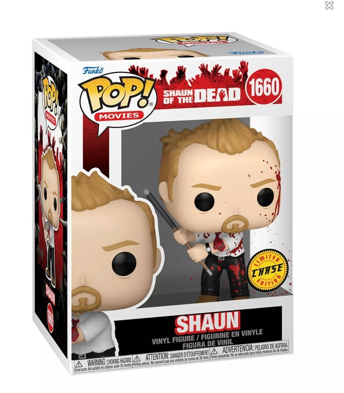 Shaun Funko Pop! Movies Shaun of the Dead - Approx. 4" Chase Limited Edition Collectible Vinyl Figure #1660 Bundled with Display Box Protector Case
