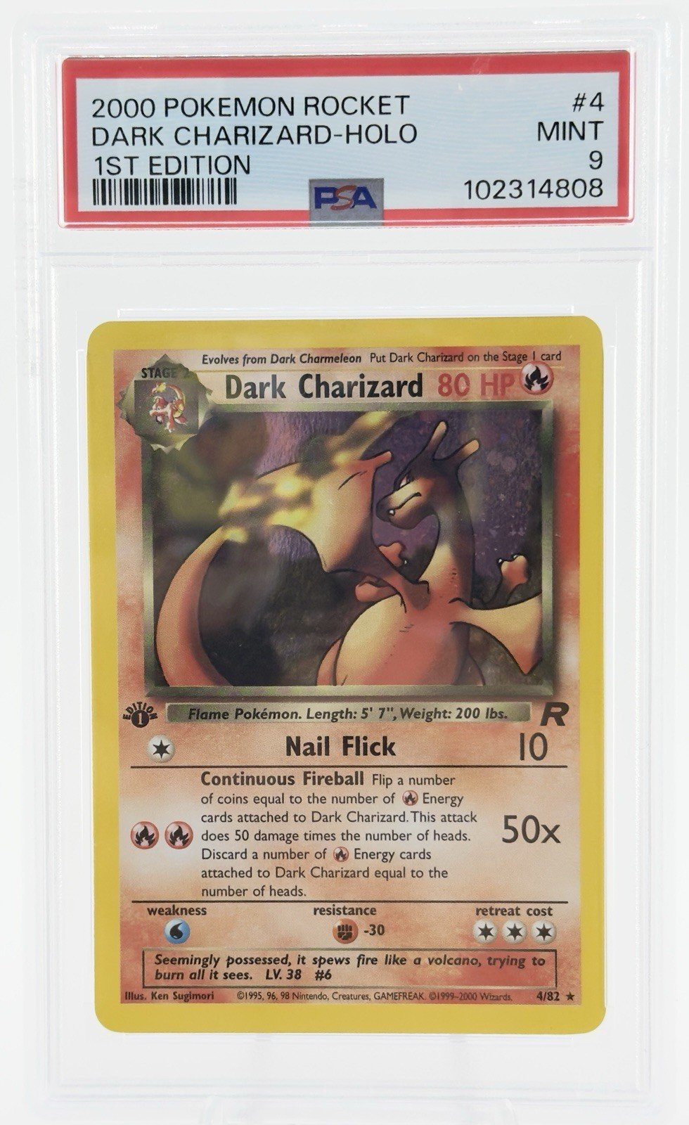 2000 POKEMON ROCKET DARK CHARIZARD #4 1ST EDITION HOLO PSA 9 - Mint