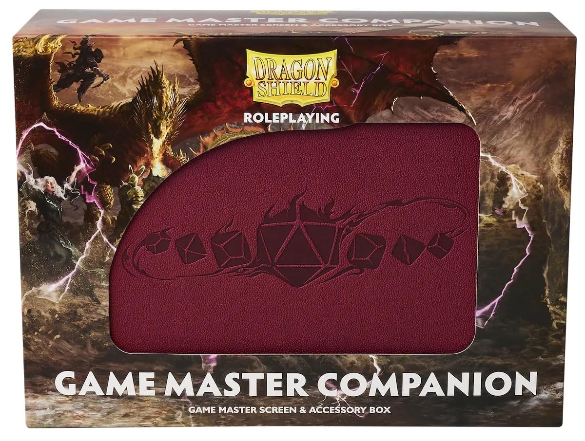 Dragon Shield Role Playing Game Master Companion Blood Red – Compatible with Official DND Spell Cards - 6 Foam Trays with Room for a Total of Over 40 Miniatures of Various Sizes
