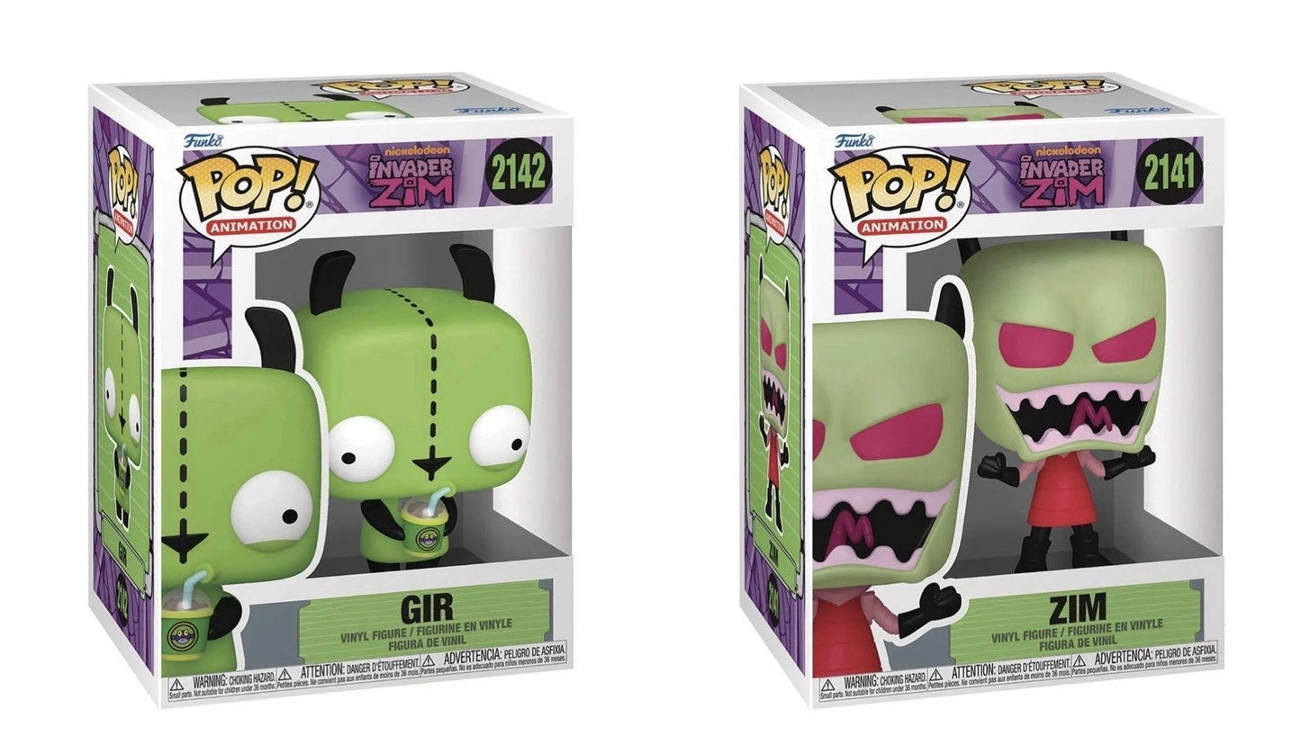 Invader Zim Wave 3 Funko Pop! Animation - Set of 2 (Zim #2141 and Gir #2142) Collectible Vinyl Figures - Estimated Arrival: Sept. 2025 (PRE-SALE)