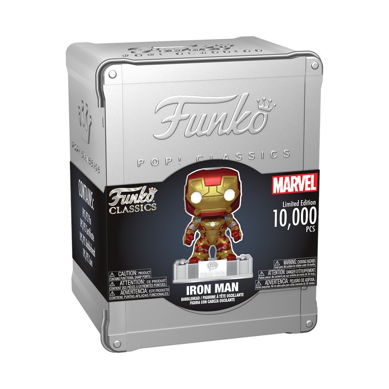 Iron Man Funko Pop! Classics Marvel - Approx. 4.35" Exclusive Collectible Vinyl Figure #11C in Silver-Tone Window Box with Tin Protective Case