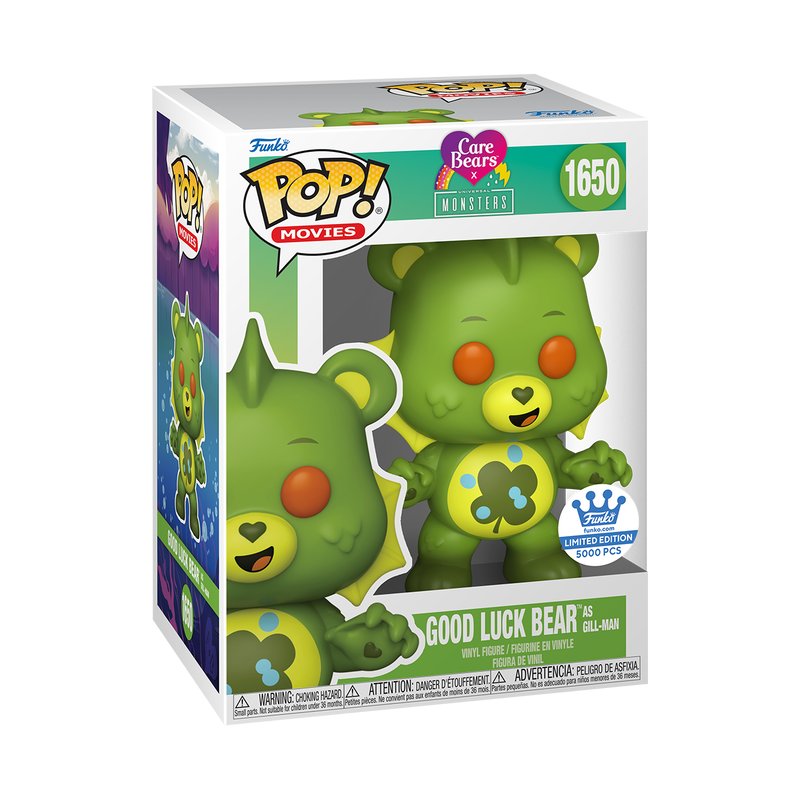 Good Luck Bear as Gill-Man Funko Pop! Movies Care Bears x Monsters - Approx. 4.3" Collectible Limited Edition Vinyl Figure #1650 in Window Display Box