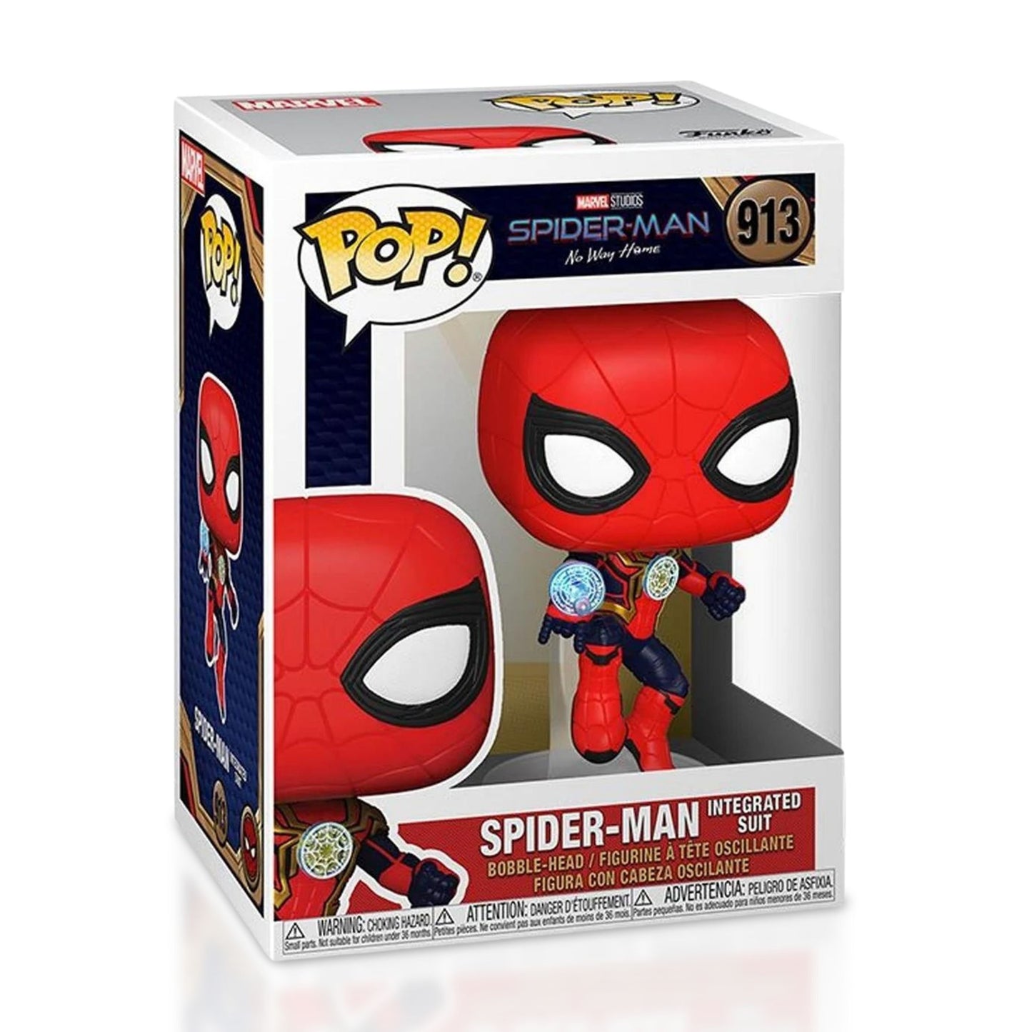 Spider-Man Integrated Suit Funko Pop! Marvel Studios Spider-Man No Way Home - Approx. 3 3/4" Collectible Bobble-Head Figure #913 with Display Box Protector Case