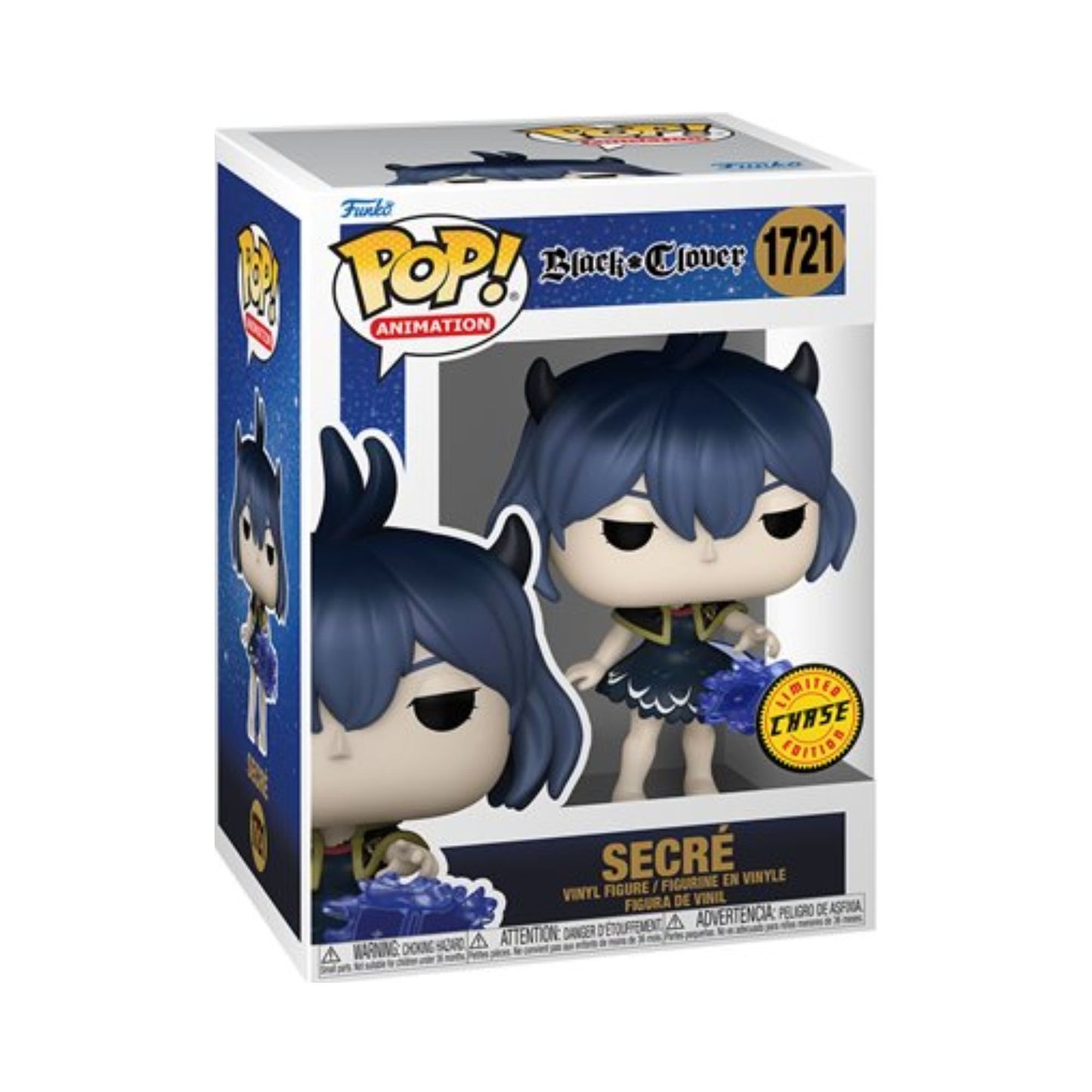 Secre Funko Pop! Animation: Black Clover - Chase Limited Edition Ultra Rare Collectible Vinyl Figure #1721 with Display Box Protector Case