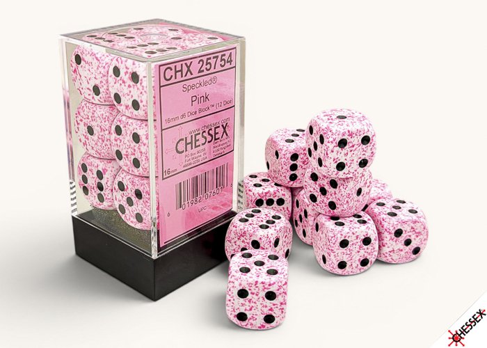 Chessex Speckled Pink 16mm - 12 Dice