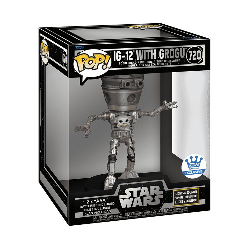 IG-12 with Grogu Funko Pop! Deluxe Lights and Sounds - Approx. 6.75" Collectible Exclusive Vinyl Figure #720 with Window Display Box