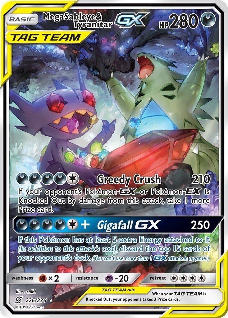 Pokémon TCG Mega Sableye & Tyranitar GX (Alternate Full Art) 226/236 Sm-Unified Minds Holo