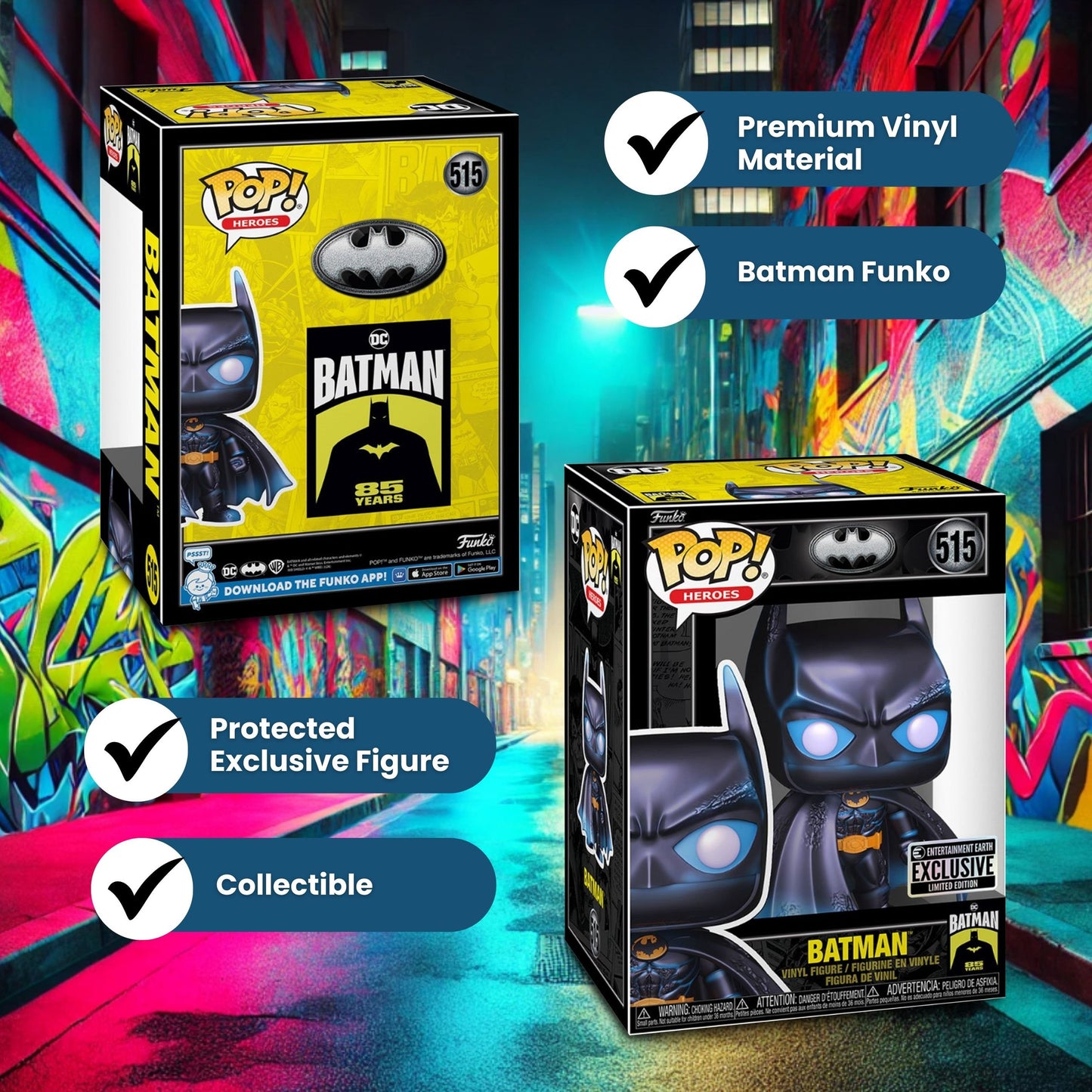 Batman Funko Pop! Heroes - 85th Anniversary Hikari Entertainment Earth Exclusive Limited Edition - Approx. 4 1/2" Collectible Vinyl Figure # 515 with Display Box Protector Case