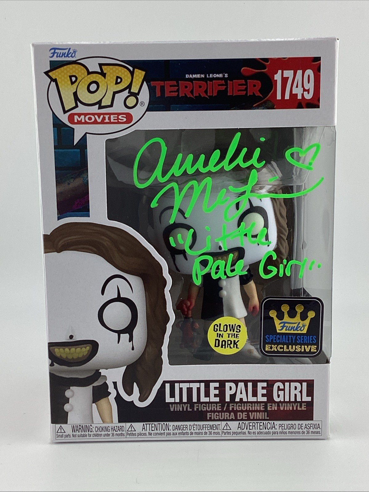 Funko Pop! Vinyl: Terrifier - Little Pale Girl (Glow) - Signed Amelie Mc Lain