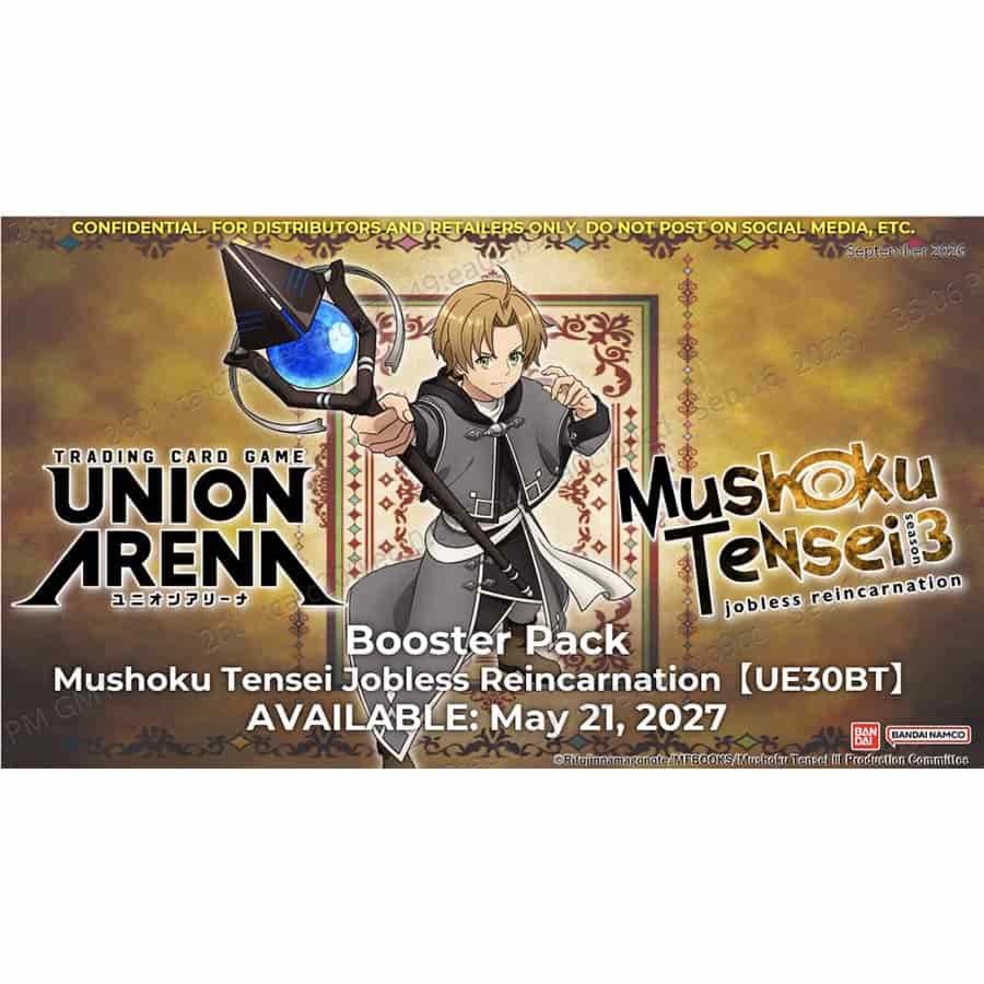 UNION ARENA Mushoku Tensei Booster Box UE30BT, Jobless Reincarnation Trading Card Game, 16 Booster Packs, 12 Cards Per Pack, Collectible Cards with Exclusive Illustrations (PREORDER - Release Date May 21, 2027)