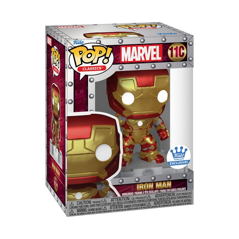 Iron Man Funko Pop! Classics Marvel - Approx. 4.35" Exclusive Collectible Vinyl Figure #11C in Silver-Tone Window Box with Tin Protective Case