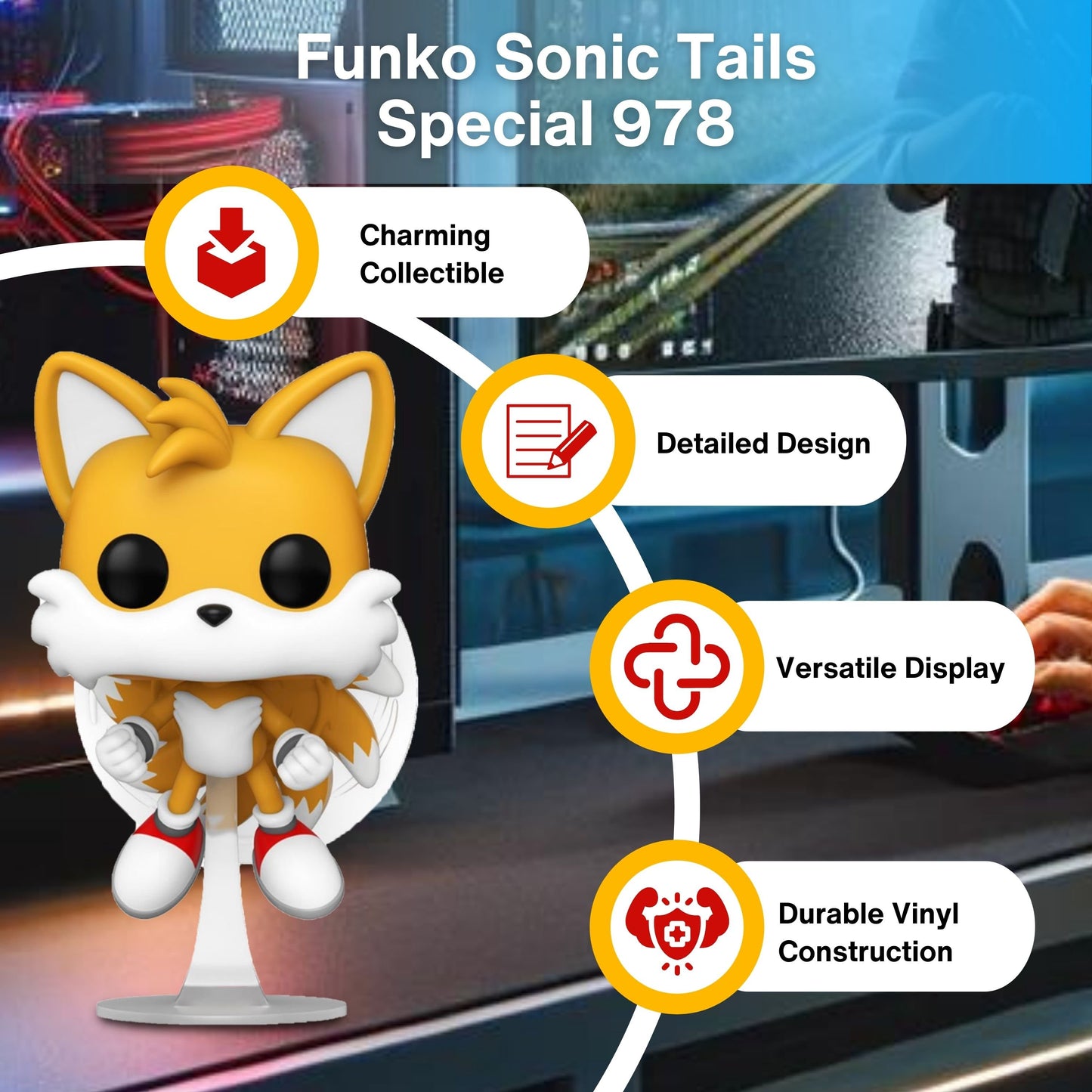 Tails Funko Pop! Games Sonic The Hedgehog- Specialty Series Exclusive Vinyl Figure #978 with Display Box Protector Case