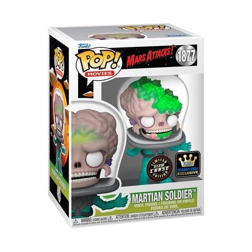 Martian Soldier Funko Pop! Movies Mars Attacks - Approx. 4" Glow Chase Limited Edition Specialty Series Exclusive Collectible Vinyl Figure #1877 Bundled with Display Box Protector Case
