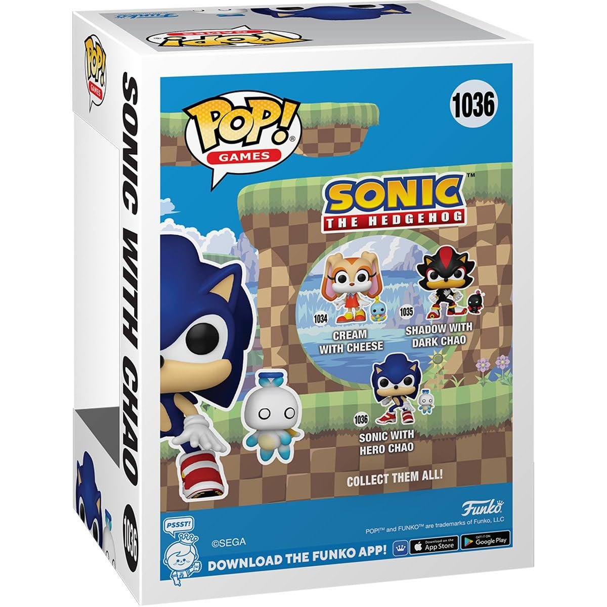 Sonic with Chao Funko Pop! Games Sonic The Hedgehog - Approx. 3 3/4" Collectible Vinyl Figure #1036 with Display Box Protector Case