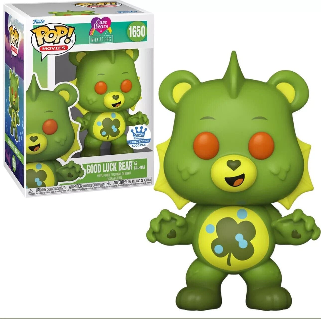 Good Luck Bear as Gill-Man Funko Pop! Movies Care Bears x Monsters - Approx. 4.3" Collectible Limited Edition Vinyl Figure #1650 in Window Display Box