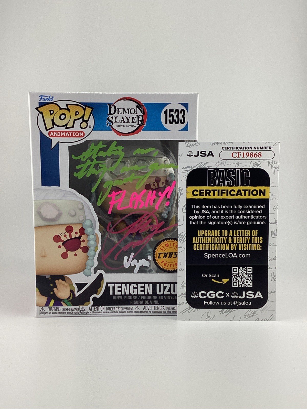 Funko Pop! Demon Slayer -Tengen Uzui CHASE - Signed By Ray Chase *JSA* #1533