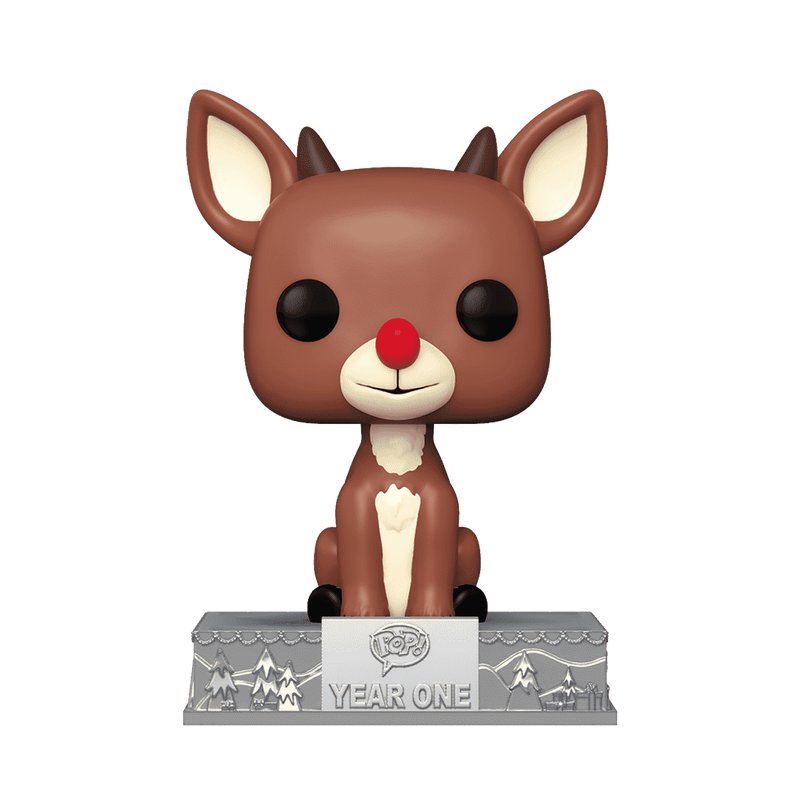 Rudolph Funko Pop! Classics Rudolph The Red-Nose Reinder - 25th Anniversary - Approx. 4.35" Exclusive Collectible Vinyl Figure #03C in Silver-Tone Window Box with Tin Protective Case
