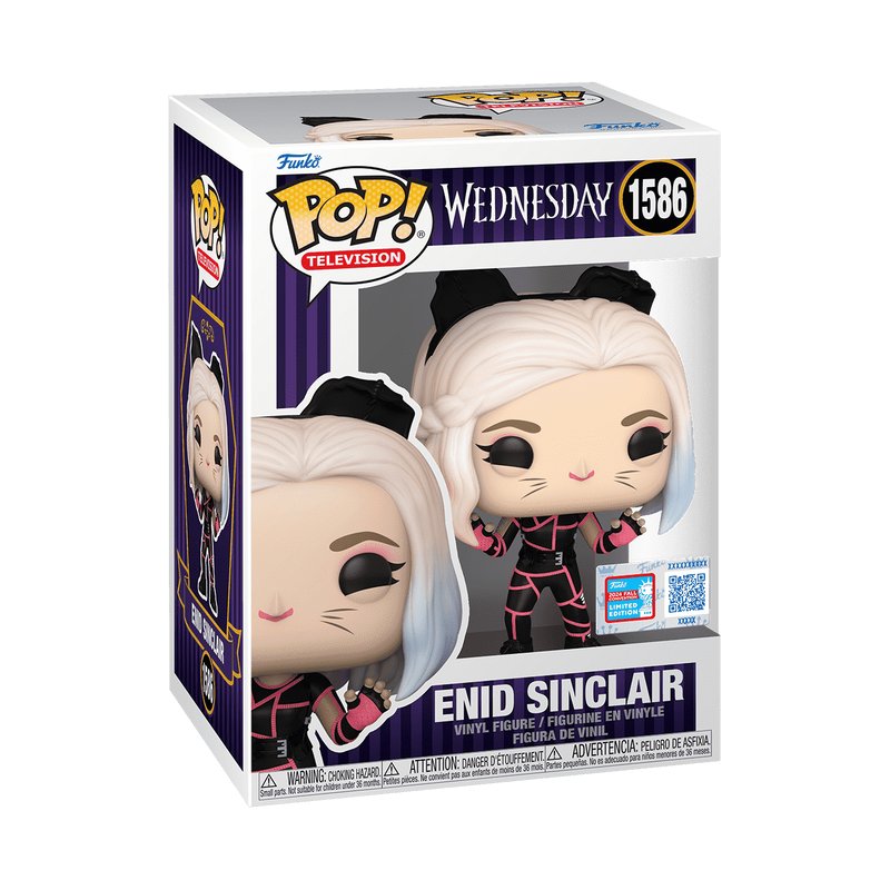 Wednesday Addams and Enid Sinclair Funko Pop! Television 2-Pack - NYCC 2024 Shared Sticker - Approx. 4.15" Collectible Exclusive Limited Edition Vinyl Figures #1585 and #1586 with Foldable Protector Case