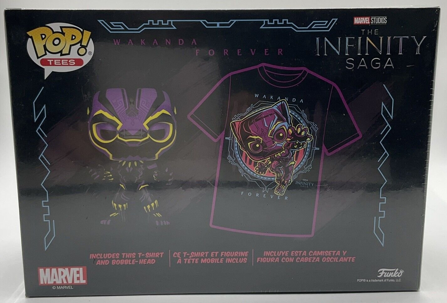 POP! and Tee Marvel Infinity Saga Black Panther Size Large T-Shirt bundle Box