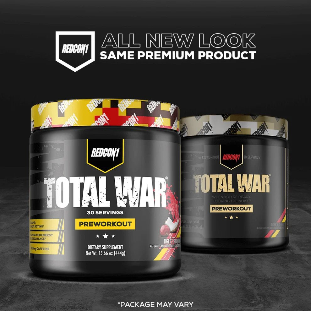 REDCON1 Total War Tigers Blood Pre Workout Powder, 444g, 320mg Caffeine, 6g Citrulline Malate, 3.2g Beta-Alanine, Energy, Focus, Pump & Endurance Support