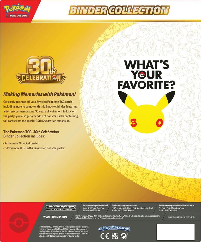 Pokémon TCG: 30th Celebration Binder Collection (4-Pocket Portfolio Binder & 4 Booster Packs) - (PREORDER - Release Date October 02, 2026)