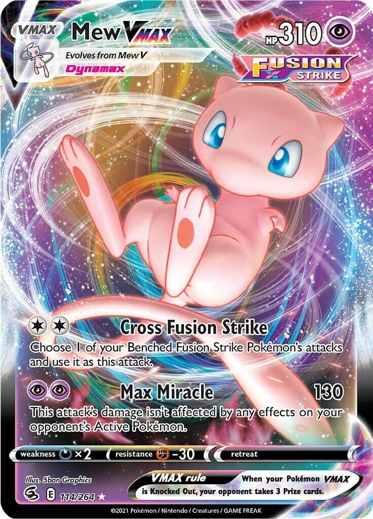 Pokemon TCG: Mew VMAX 114/264 Swsh08: Fusion Strike Holo PSA 10