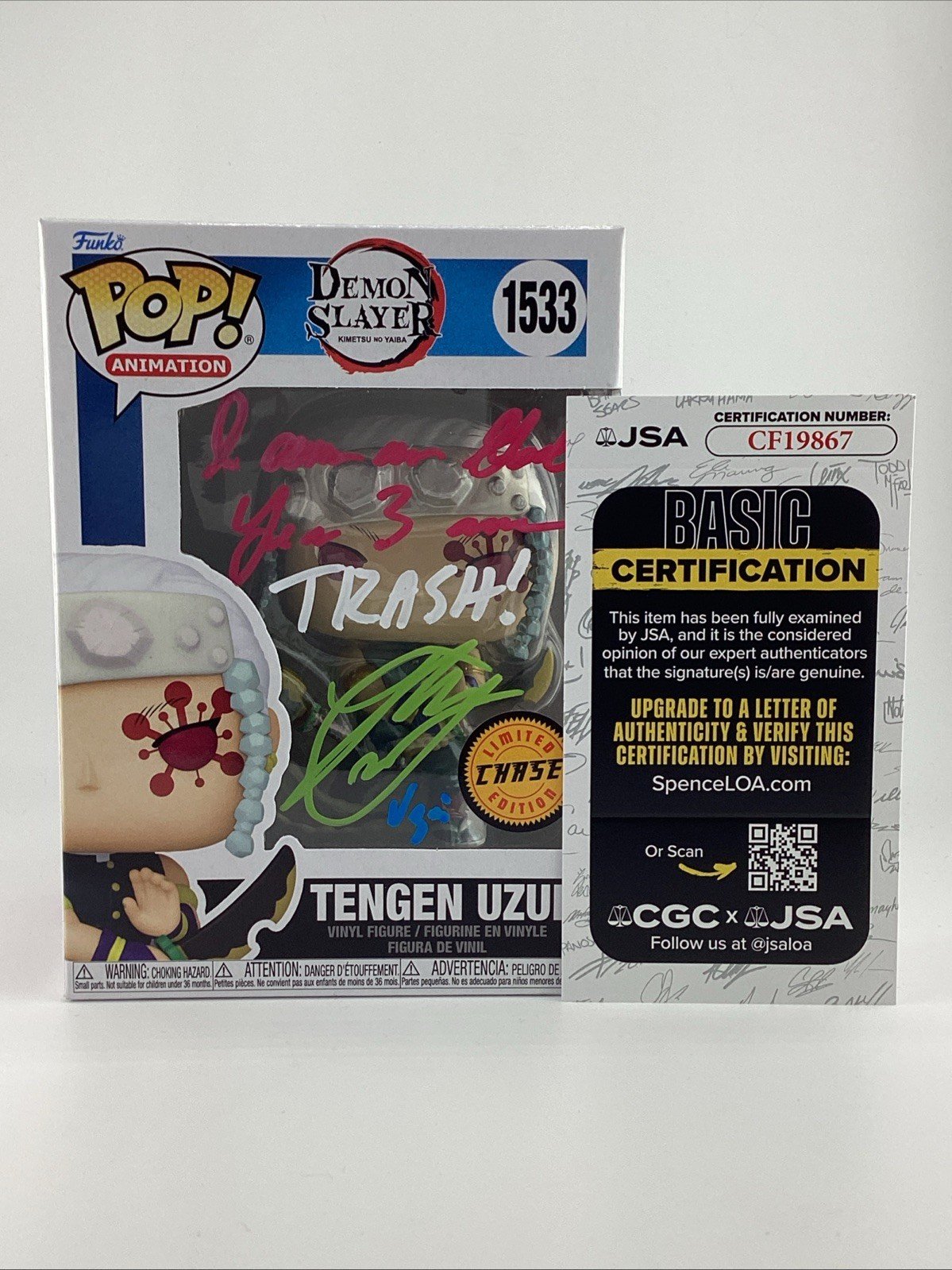 Funko Pop! Demon Slayer -Tengen Uzui CHASE - Signed By Ray Chase *JSA* #1533