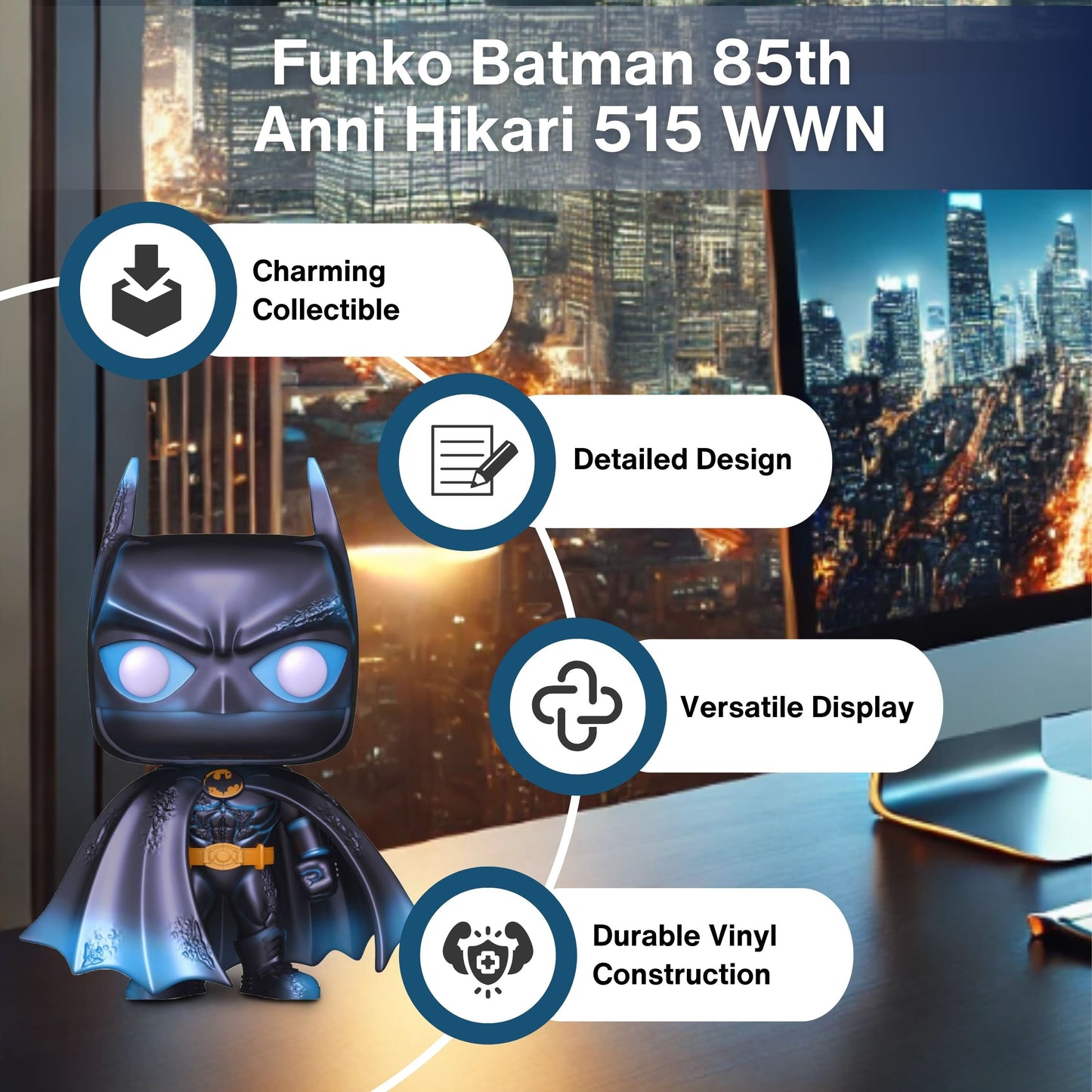Batman Funko Pop! Heroes - 85th Anniversary Hikari Entertainment Earth Exclusive Limited Edition - Approx. 4 1/2" Collectible Vinyl Figure # 515 with Display Box Protector Case