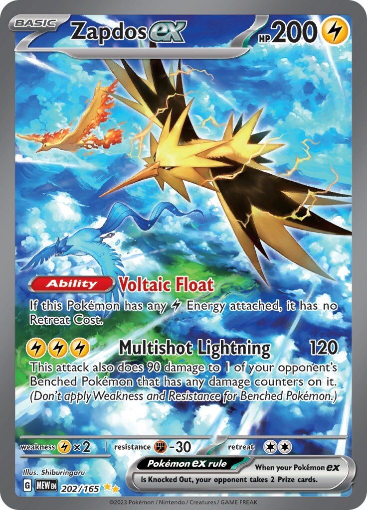 Zapdos EX 202/165 CGC 10 Special Illustration Rare Pokémon 151 Card