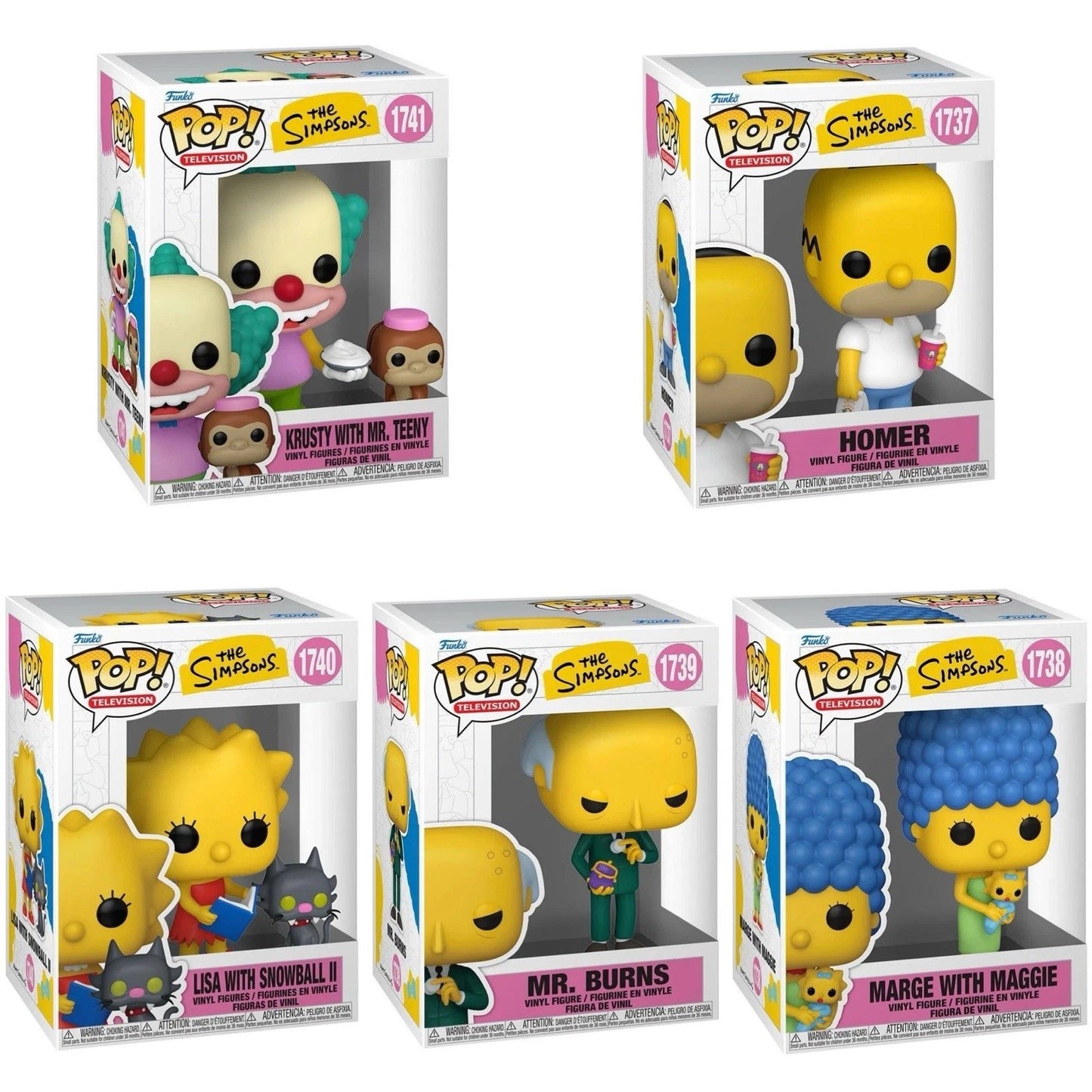 The Simpsons Wave 11 Funko Pop! Television - Set of 5 (Homer #1737, Marge with Maggie #1738, Mr. Burns #1739, Lisa with Snowball II #1740, and Krusty with Mr. Teeny #1741) Collectible Vinyl Figures