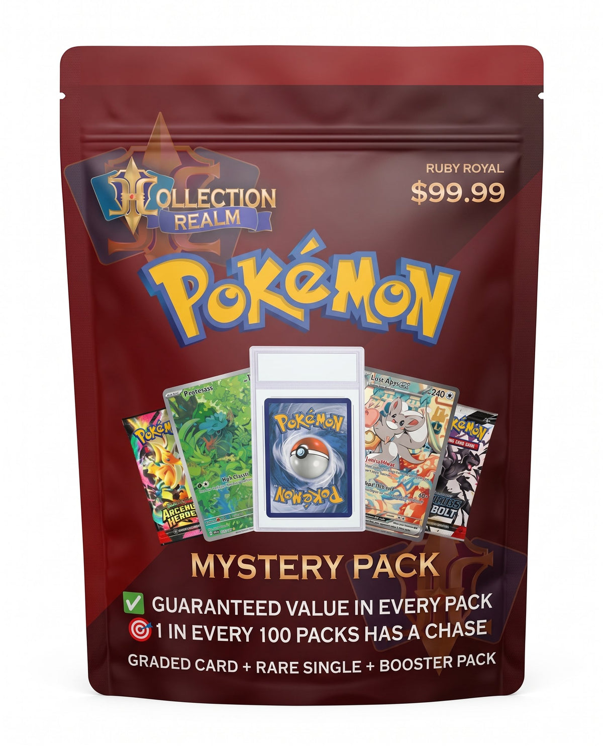 Pokémon TCG Mystery Pack $99.99 – Includes Graded Pokémon Card, Sealed Booster Pack & Bonus Trading Cards – Randomized Collectible Card Game Mystery Bag