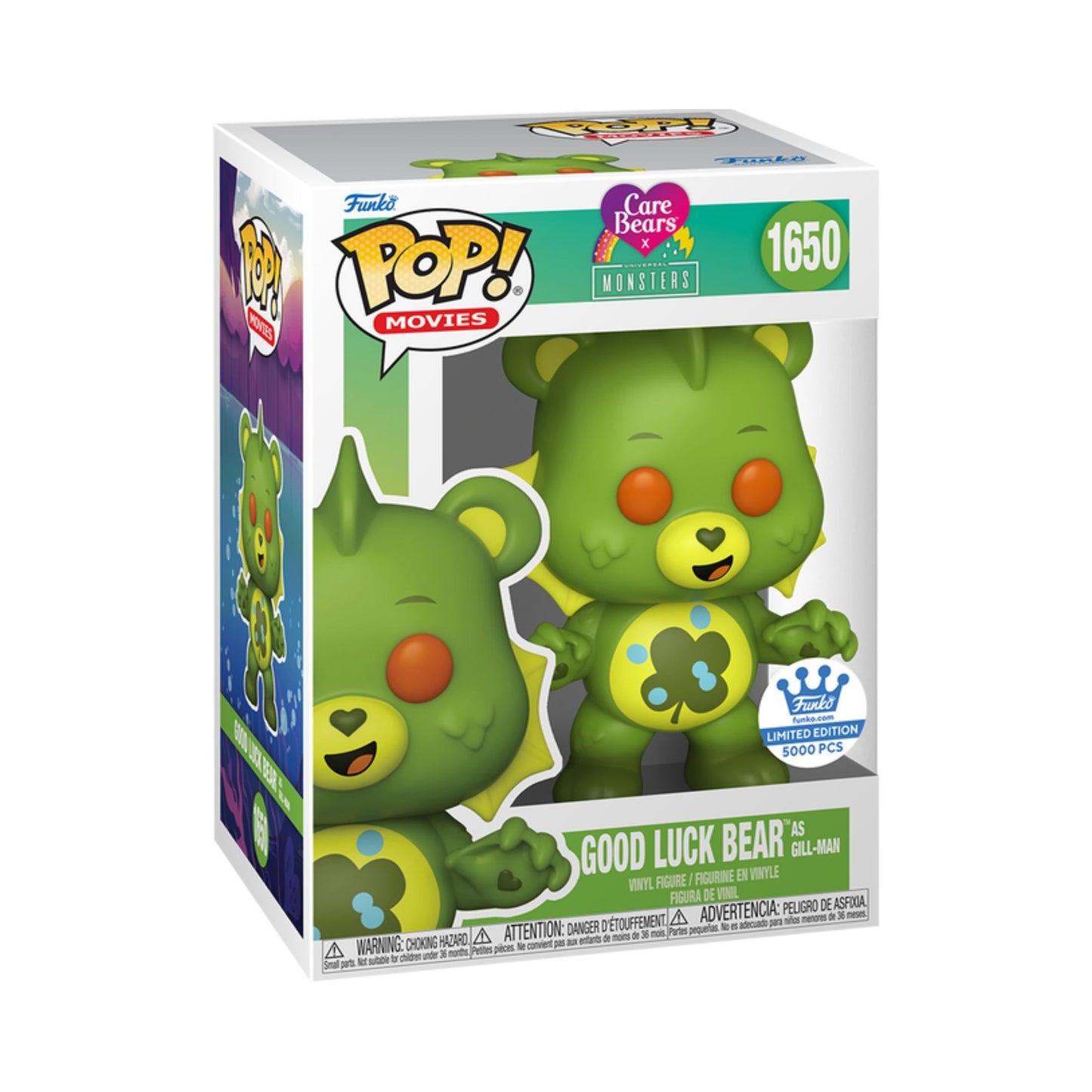 Good Luck Bear as Gill-Man Funko Pop! Movies Care Bears x Monsters - Approx. 4.3" Collectible Limited Edition Vinyl Figure #1650 in Window Display Box
